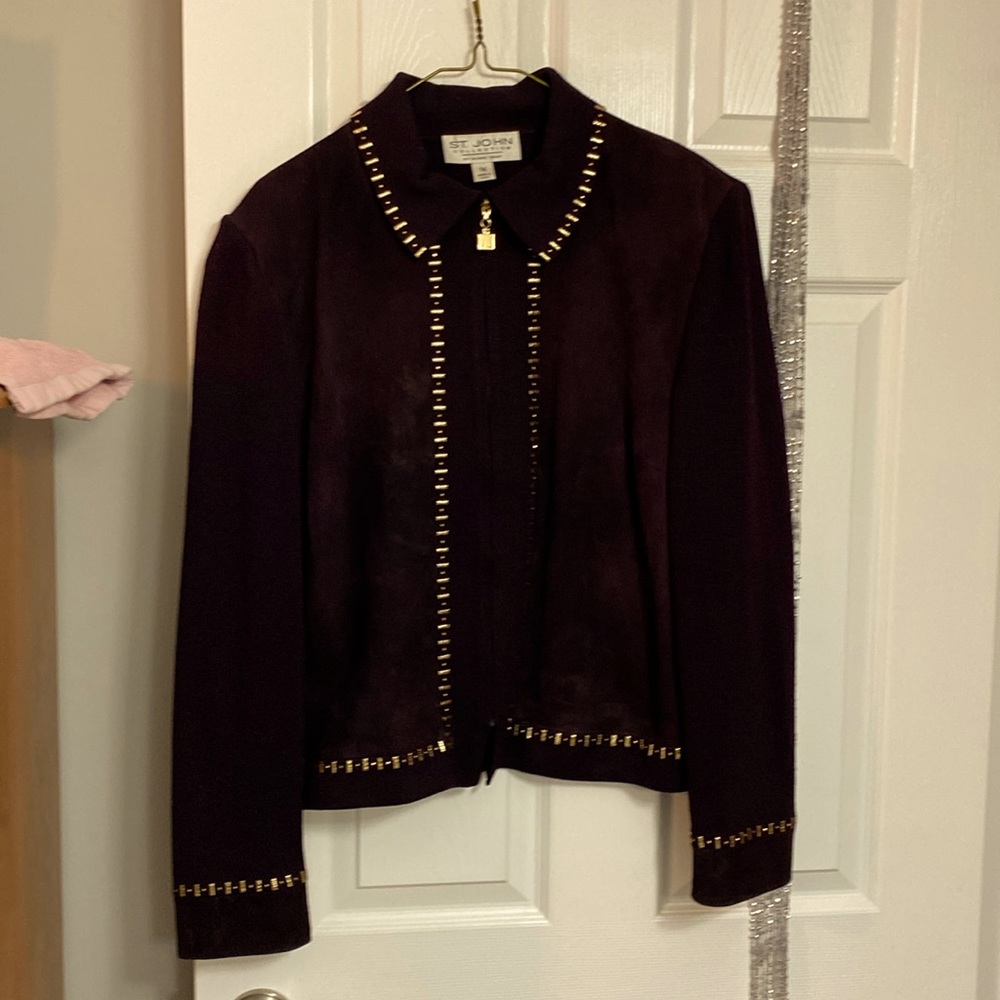 St John Deep Purple Zip Up with Gold Studs saude